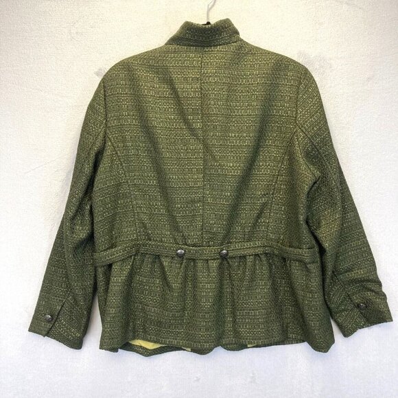 Coldwater Creek Green Tweed Blazer Jacket Womens 18 Academia Holiday Christmas - Picture 2 of 16